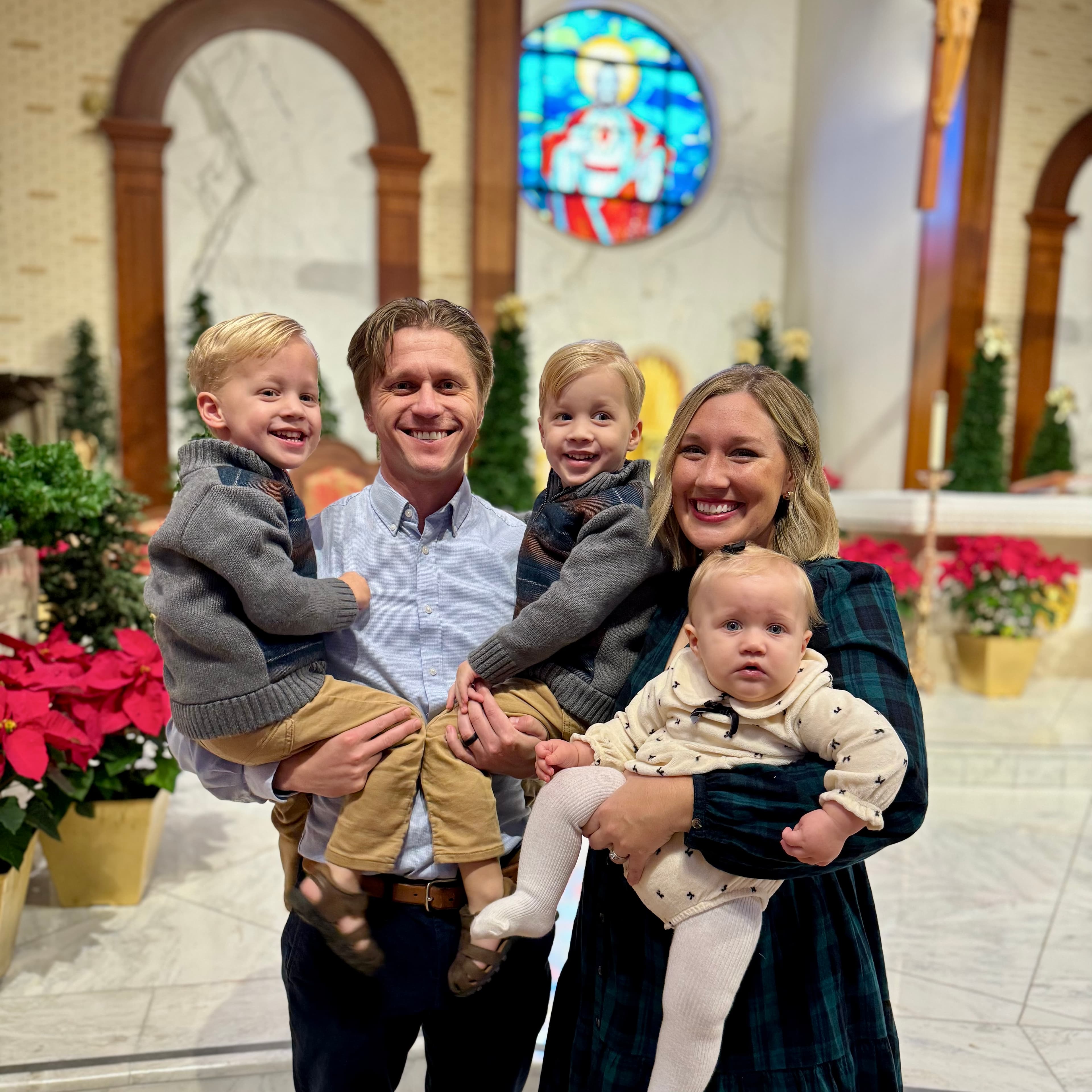 Kevin Wessa and Christine Simpson Wessa after the Christmas Vigil Mass at Sacred Heart Cathedral in Pensacola, FL